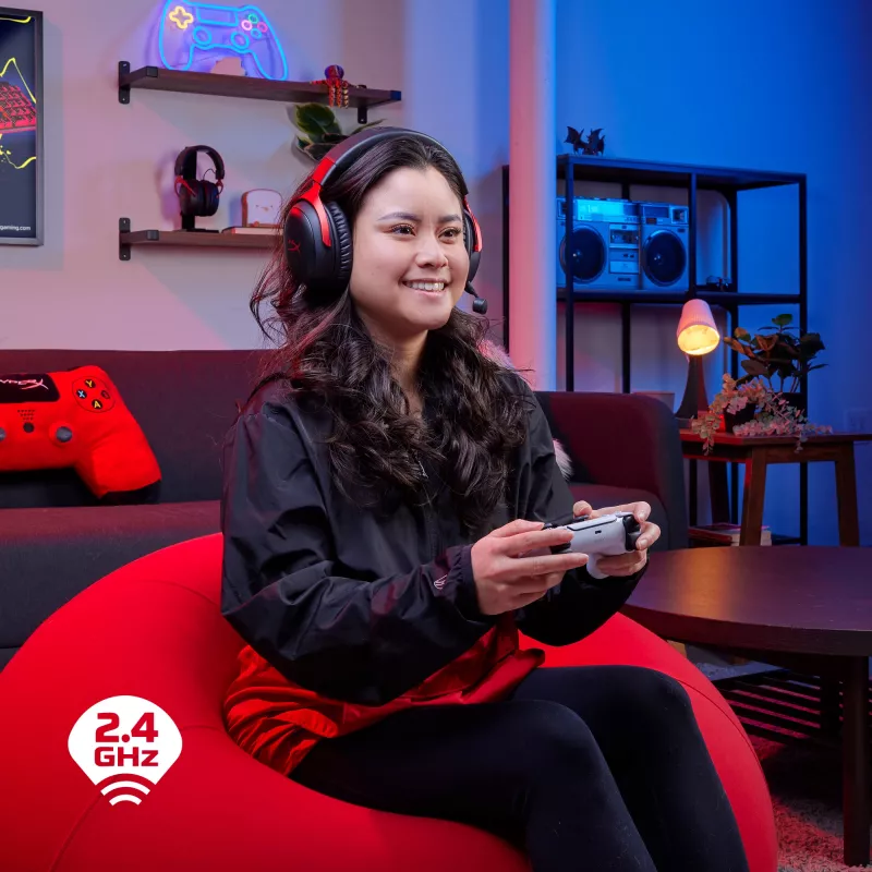 HyperX Cloud III Wireless - Zestaw słuchawkowy gamingowy, Czarny; Czerwony, Chiny, Wokółuszne, Zamknięte, Aktywne, 155 mm