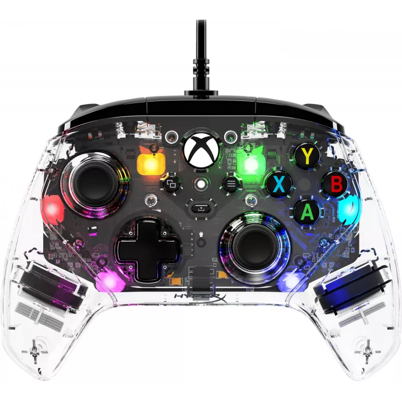 HyperX Clutch Gladiate - przewodowy kontroler do gier RGB - Xbox, Gamepad, Xbox One, Xbox Series X, przewodowy, USB, USB Type-A, USB Type-C, przezroczysty