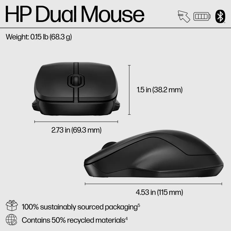 Mysz HP 255 Dual Wireless Mouse RF Wireless + Bluetooth