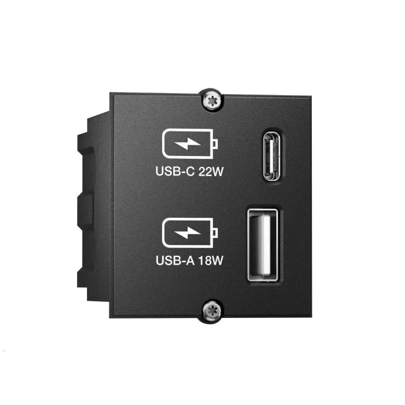 Gniazdo USB A + USB C Bachmann 917.227 Czarny IP20 250V