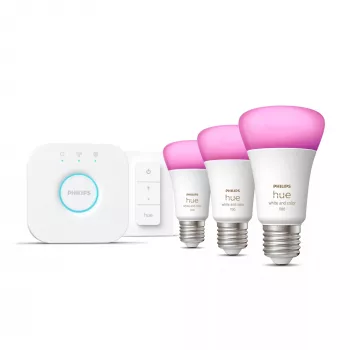 Zestaw startowy Philips Hue White and Colour Ambience – 3× żarówki E27 11W, Bluetooth/Zigbee, ściemniacz