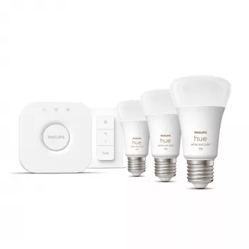 Zestaw startowy Philips Hue White and Colour Ambience – 3× żarówki E27 11W, Bluetooth/Zigbee, ściemniacz