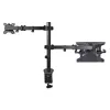 StarTech.com Ramię do monitora z tacką na laptopa VESA, Do laptopa (4,5kg/9,9lb) i pojedynczego wyświetlacza do 32 cali (8kg/17,6lb), Czarny, Wentylowana tacka, Regulowane ramię do laptopa, Mocowanie C-clamp/Grommet