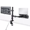 StarTech.com Ramię do monitora z tacką na laptopa VESA, Do laptopa (4,5kg/9,9lb) i pojedynczego wyświetlacza do 32 cali (8kg/17,6lb), Czarny, Wentylowana tacka, Regulowane ramię do laptopa, Mocowanie C-clamp/Grommet