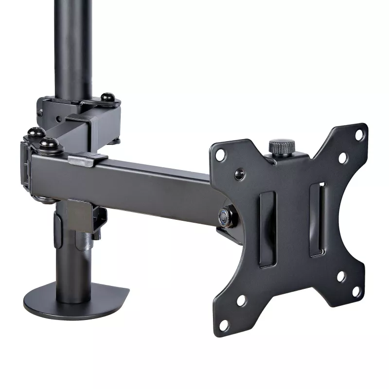 StarTech.com Ramię do monitora z tacką na laptopa VESA, Do laptopa (4,5kg/9,9lb) i pojedynczego wyświetlacza do 32 cali (8kg/17,6lb), Czarny, Wentylowana tacka, Regulowane ramię do laptopa, Mocowanie C-clamp/Grommet