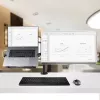 StarTech.com Ramię do monitora z tacką na laptopa VESA, Do laptopa (4,5kg/9,9lb) i pojedynczego wyświetlacza do 32 cali (8kg/17,6lb), Czarny, Wentylowana tacka, Regulowane ramię do laptopa, Mocowanie C-clamp/Grommet