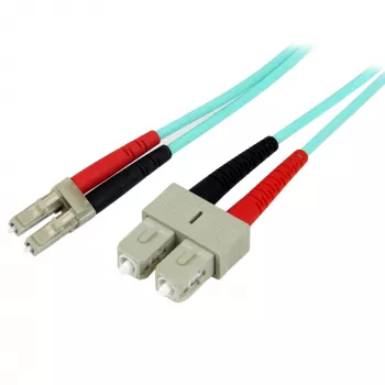 StarTech.com 1 m (3 stopy) kabel światłowodowy wielomodowy OM3 z wtykiem LC/UPC na SC/UPC, pełny dupleks, światłowód typu zipcord 50/125 µm, 100G, niskie tłumienie wtrąceniowe, zewnętrzna powłoka kabla LSZH