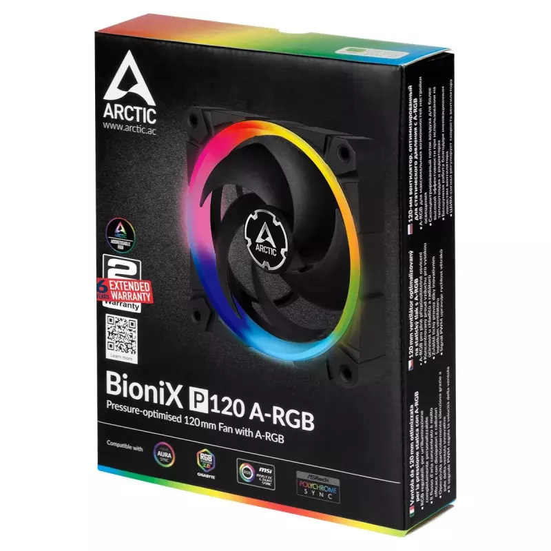 ARCTIC BioniX P120 A-RGB Wentylator 120 mm zoptymalizowany pod kątem ciśnienia z A-RGB