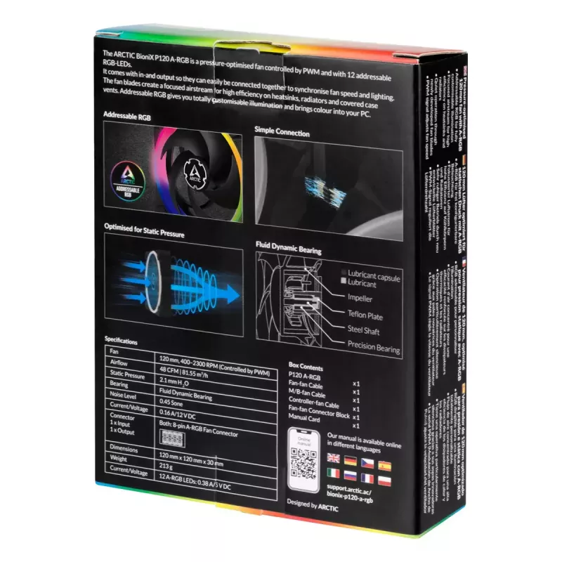 ARCTIC BioniX P120 A-RGB Wentylator 120 mm zoptymalizowany pod kątem ciśnienia z A-RGB