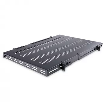 StarTech.com 1U 4-słupkowa regulowana wentylowana półka do montażu w szafie serwerowej - 330 funtów (150 kg) - regulowana głębokość montażu od 19,5 do 38 cali uniwersalna taca do 19-calowej szafy AV/sprzęt sieciowy - głębokość 27,5 cala