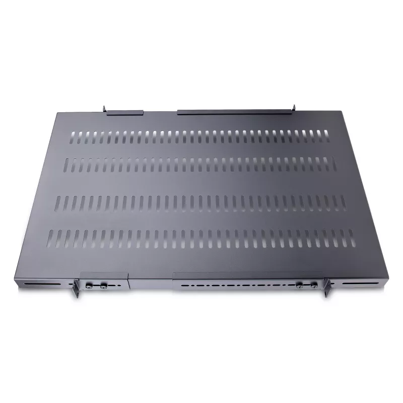 StarTech.com 1U 4-słupkowa regulowana wentylowana półka do montażu w szafie serwerowej - 330 funtów (150 kg) - regulowana głębokość montażu od 19,5 do 38 cali uniwersalna taca do 19-calowej szafy AV/sprzęt sieciowy - głębokość 27,5 cala