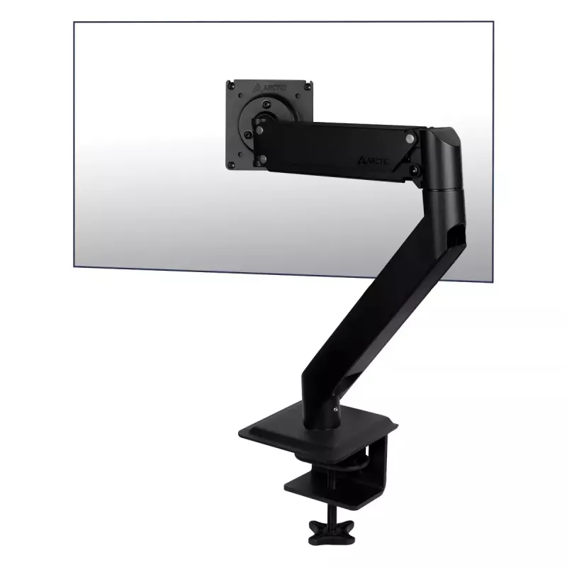 Biurkowy uchwyt gazowo-sprężynowy do monitora Arctic X1-3D — obsługuje do 43 cali / 10 kg, VESA 75x75–100x100, czarny
