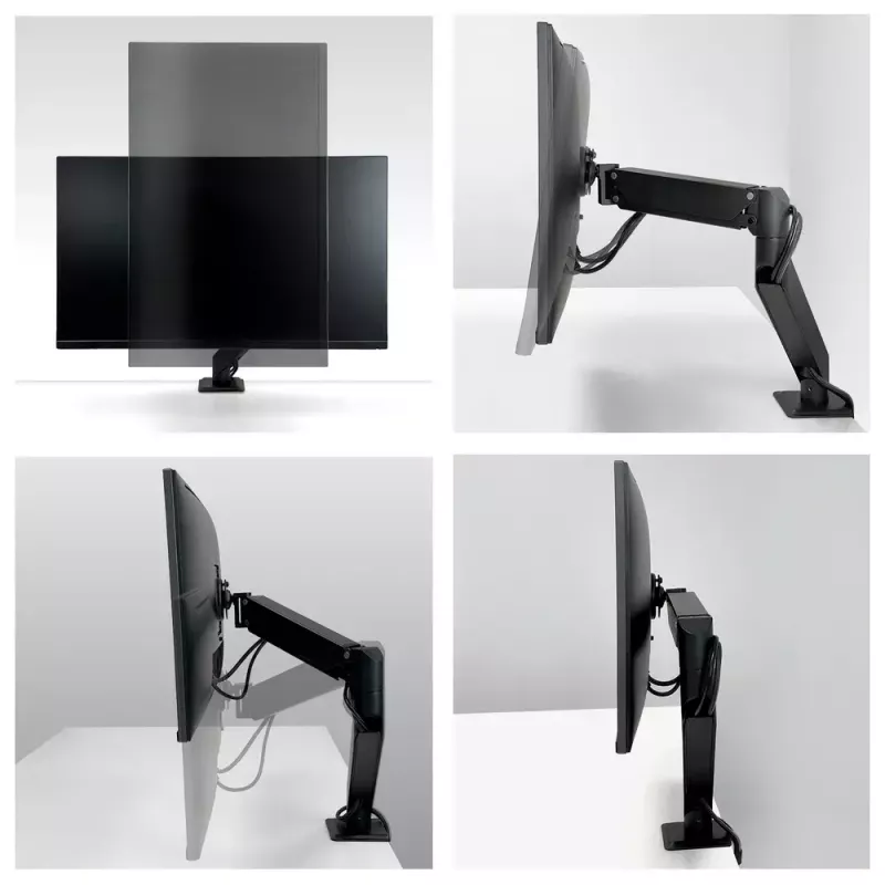 Biurkowy uchwyt gazowo-sprężynowy do monitora Arctic X1-3D — obsługuje do 43 cali / 10 kg, VESA 75x75–100x100, czarny