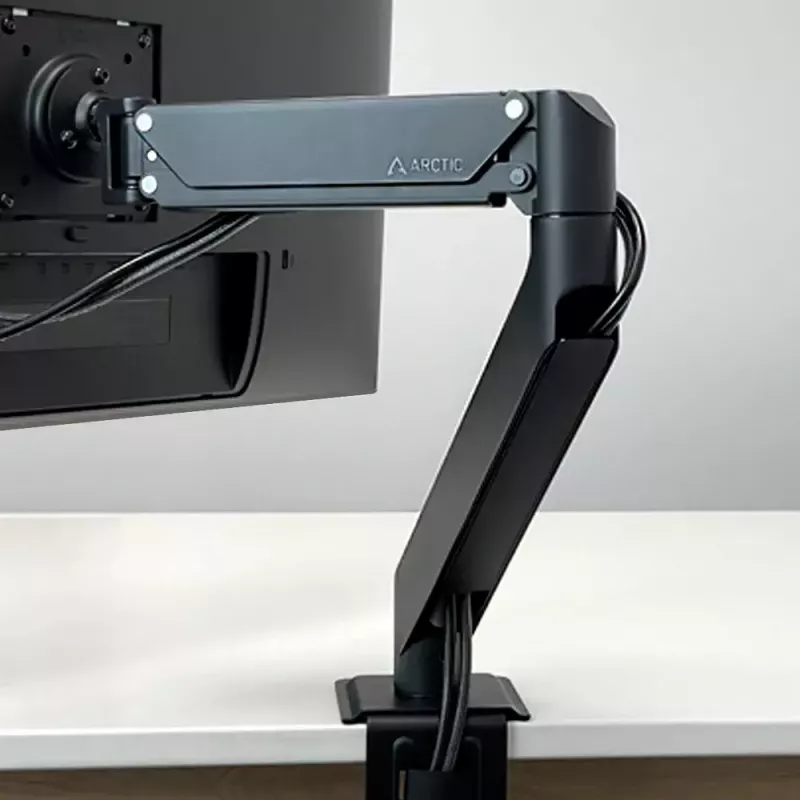 Biurkowy uchwyt gazowo-sprężynowy do monitora Arctic X1-3D — obsługuje do 43 cali / 10 kg, VESA 75x75–100x100, czarny