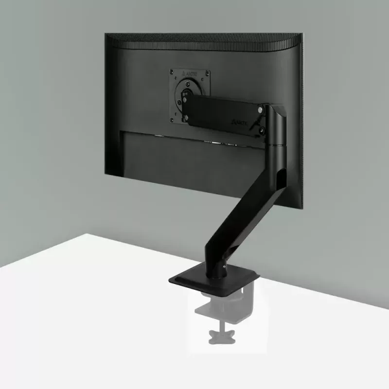 Biurkowy uchwyt gazowo-sprężynowy do monitora Arctic X1-3D — obsługuje do 43 cali / 10 kg, VESA 75x75–100x100, czarny