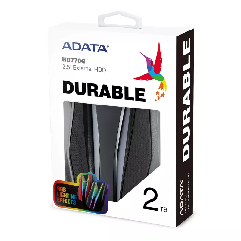 Zewnętrzny dysk twardy ADATA HD770G 2 TB 2,5 cala USB 3.2 Gen 1 Czarny, odporny na wstrząsy, zasilany przez USB