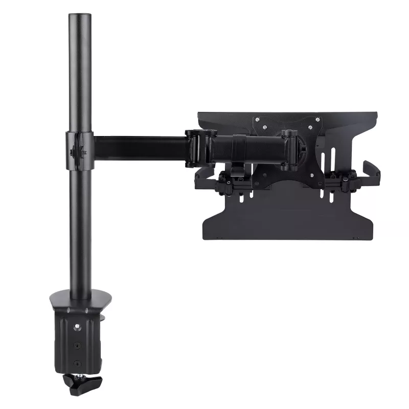 StarTech.com Uchwyt biurkowy do laptopa - Uchwyt do monitora i laptopa - Obsługuje wyświetlacze do 34 cali (8 kg) i laptopy (4,5 kg) - Ramię przegubowe z tacką VESA do laptopa - Mocowanie zaciskowe / przez otwór w blacie
