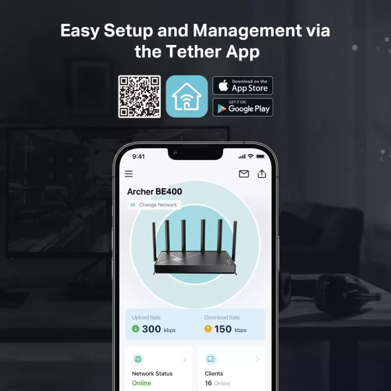 TP-Link Archer BE400 router bezprzewodowy 2.5 Gigabit Ethernet Dwupasmowy (2,4 GHz / 5 GHz) Czarny