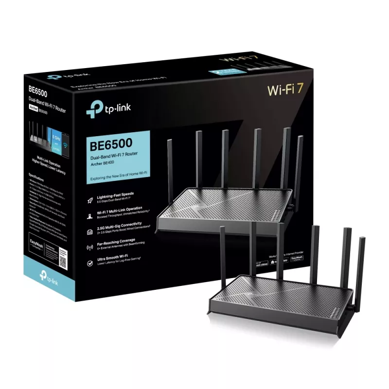 TP-Link Archer BE400 router bezprzewodowy 2.5 Gigabit Ethernet Dwupasmowy (2,4 GHz / 5 GHz) Czarny