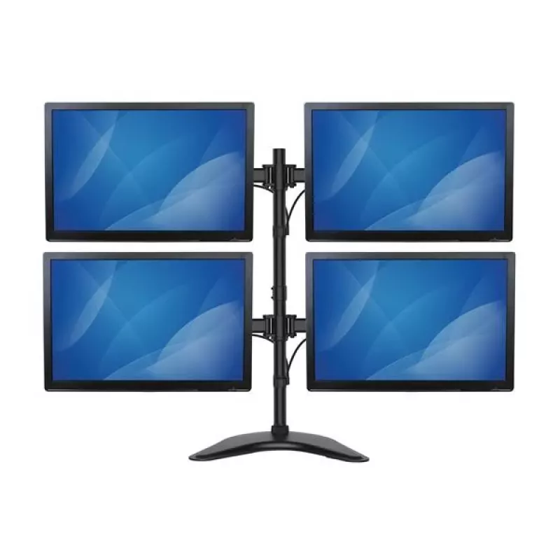 StarTech.com Stojak biurkowy na cztery monitory – przegubowy, wolnostojący, 8 kg, 33 cm (13 cali), 68,6 cm (27 cali), 100 x 100 mm, Czarny