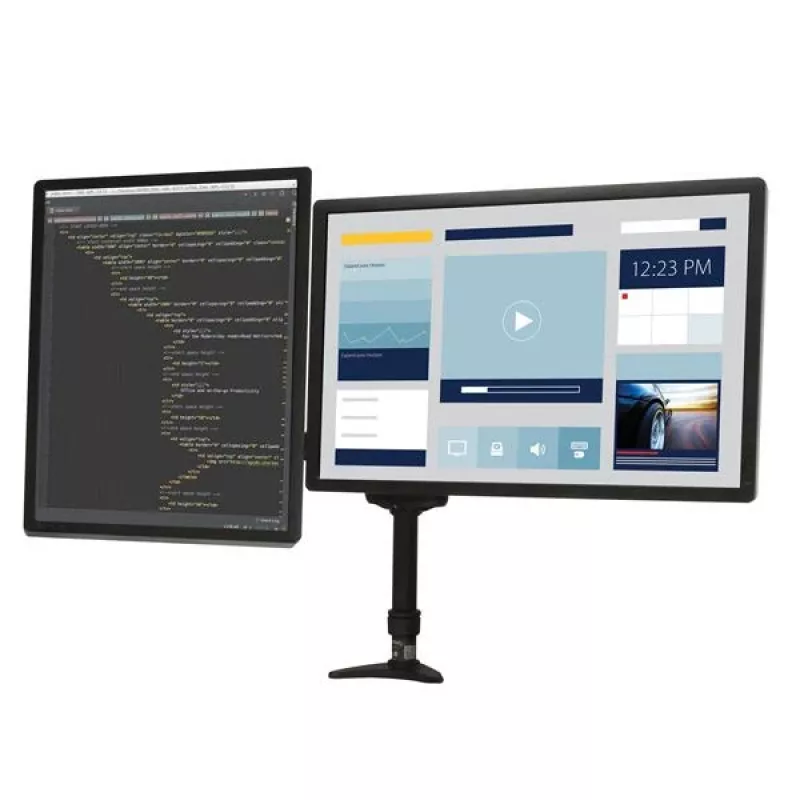 StarTech.com Dwuranowe ramię do monitorów mocowane do biurka - przegubowe, zacisk, 13,6 kg, 30,5 cm (12 cali), 61 cm (24 cale), 100 x 100 mm, czarny