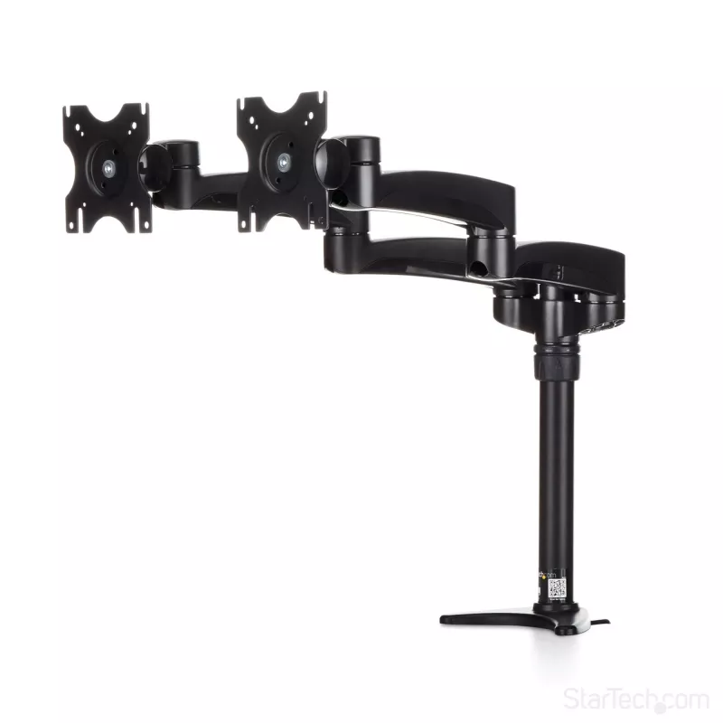 StarTech.com Dwuranowe ramię do monitorów mocowane do biurka - przegubowe, zacisk, 13,6 kg, 30,5 cm (12 cali), 61 cm (24 cale), 100 x 100 mm, czarny