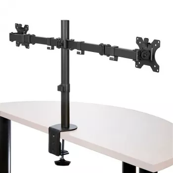 StarTech.com Podwójne ramię do monitora mocowane do biurka - Zacisk / Przepust VESA do monitorów do 32 cali - Ergonomiczne przegubowe ramię do monitora - Regulacja wysokości / pochylenie / obrót / rotacja