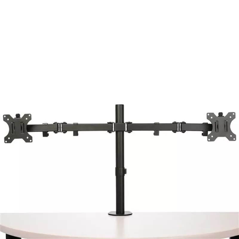 StarTech.com Podwójne ramię do monitora mocowane do biurka - Zacisk / Przepust VESA do monitorów do 32 cali - Ergonomiczne przegubowe ramię do monitora - Regulacja wysokości / pochylenie / obrót / rotacja