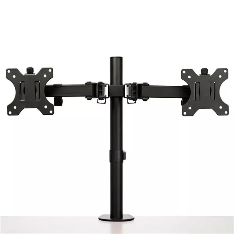 StarTech.com Podwójne ramię do monitora mocowane do biurka - Zacisk / Przepust VESA do monitorów do 32 cali - Ergonomiczne przegubowe ramię do monitora - Regulacja wysokości / pochylenie / obrót / rotacja