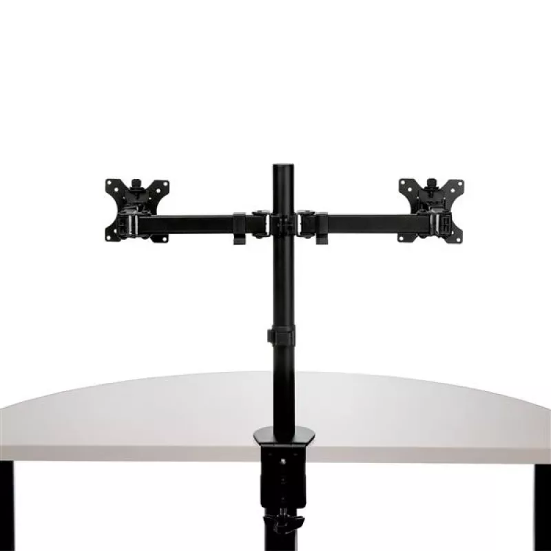 StarTech.com Podwójne ramię do monitora mocowane do biurka - Zacisk / Przepust VESA do monitorów do 32 cali - Ergonomiczne przegubowe ramię do monitora - Regulacja wysokości / pochylenie / obrót / rotacja