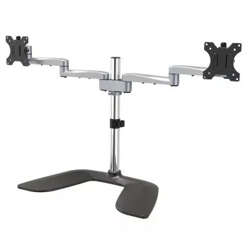 StarTech.com Podwójny stojak na monitor – Ergonomiczny biurkowy stojak na monitory do wyświetlaczy VESA do 32 cali – Wolnostojący, przegubowy, uniwersalny uchwyt do monitora komputerowego – Regulowana wysokość – Srebrny