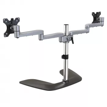 StarTech.com Podwójny stojak na monitor – Ergonomiczny biurkowy stojak na monitory do wyświetlaczy VESA do 32 cali – Wolnostojący, przegubowy, uniwersalny uchwyt do monitora komputerowego – Regulowana wysokość – Srebrny