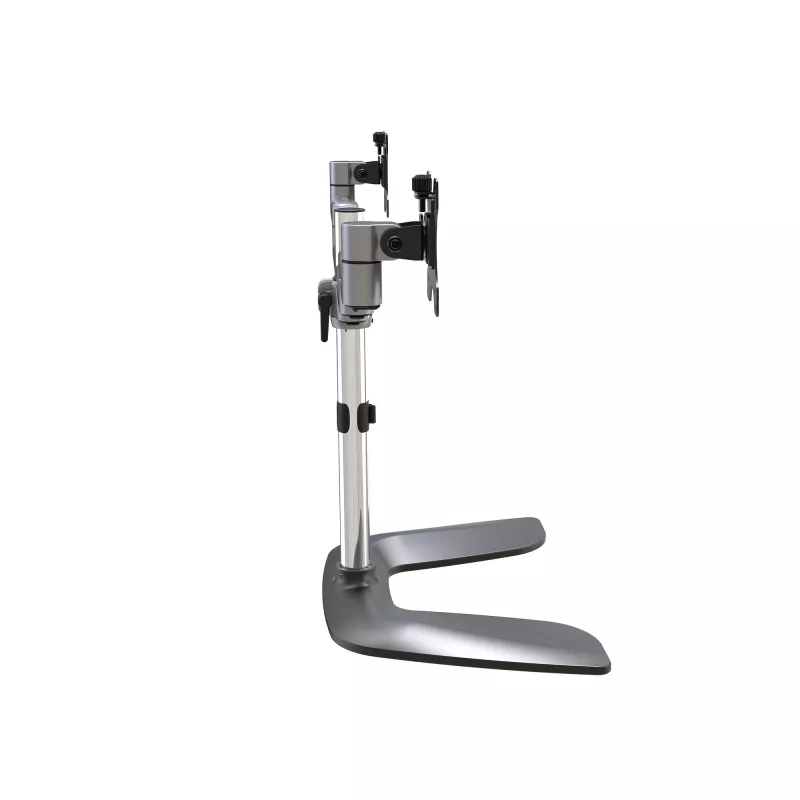 StarTech.com Podwójny stojak na monitor – Ergonomiczny biurkowy stojak na monitory do wyświetlaczy VESA do 32 cali – Wolnostojący, przegubowy, uniwersalny uchwyt do monitora komputerowego – Regulowana wysokość – Srebrny