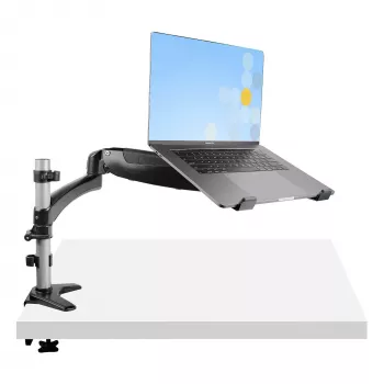 StarTech.com Ramię do laptopa z montażem do biurka – Pełny ruch, ramię przegubowe do laptopa lub pojedynczego monitora 34 cale – Uchwyt VESA z tacką na laptopa – Ergonomiczna regulowana podstawka pod notebook – Zacisk biurkowy