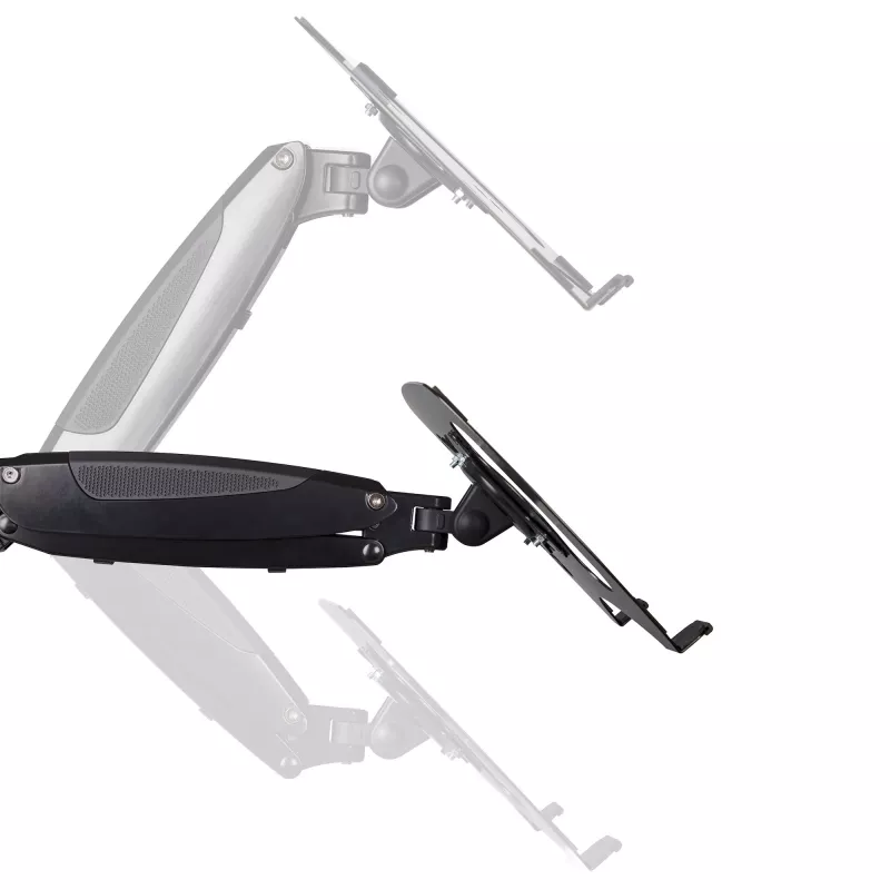 StarTech.com Ramię do laptopa z montażem do biurka – Pełny ruch, ramię przegubowe do laptopa lub pojedynczego monitora 34 cale – Uchwyt VESA z tacką na laptopa – Ergonomiczna regulowana podstawka pod notebook – Zacisk biurkowy