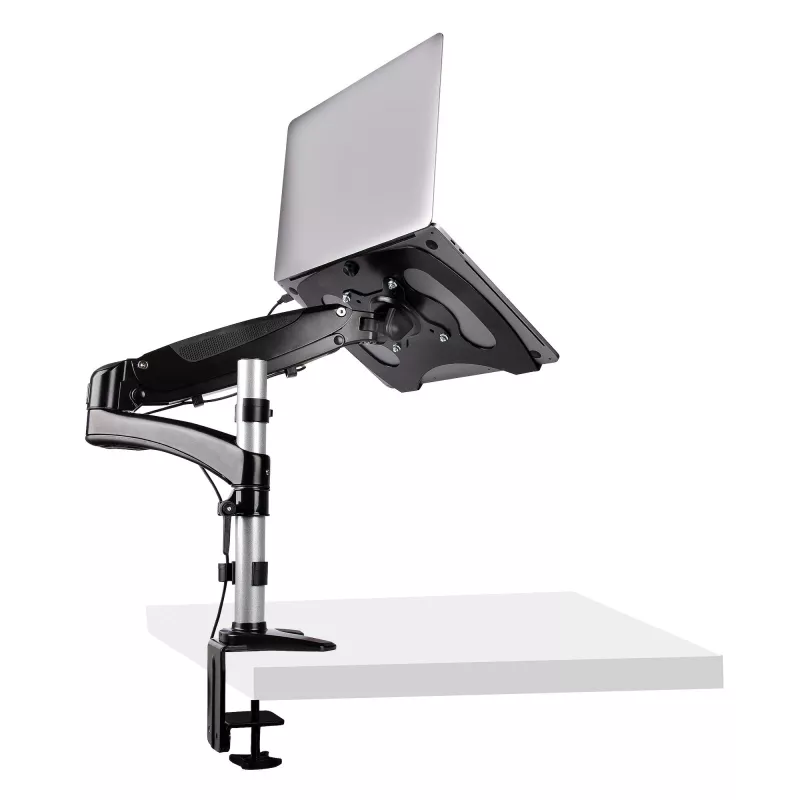 StarTech.com Ramię do laptopa z montażem do biurka – Pełny ruch, ramię przegubowe do laptopa lub pojedynczego monitora 34 cale – Uchwyt VESA z tacką na laptopa – Ergonomiczna regulowana podstawka pod notebook – Zacisk biurkowy