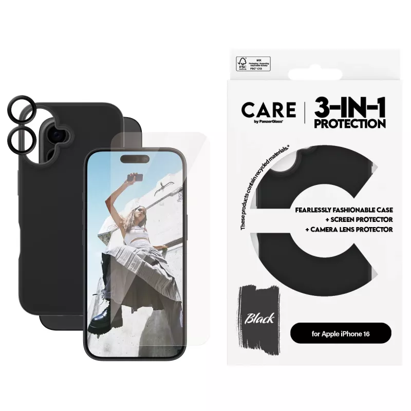 Zestaw 3-w-1 Bundle Case PanzerGlass CARE by Fashion iPhone 16
