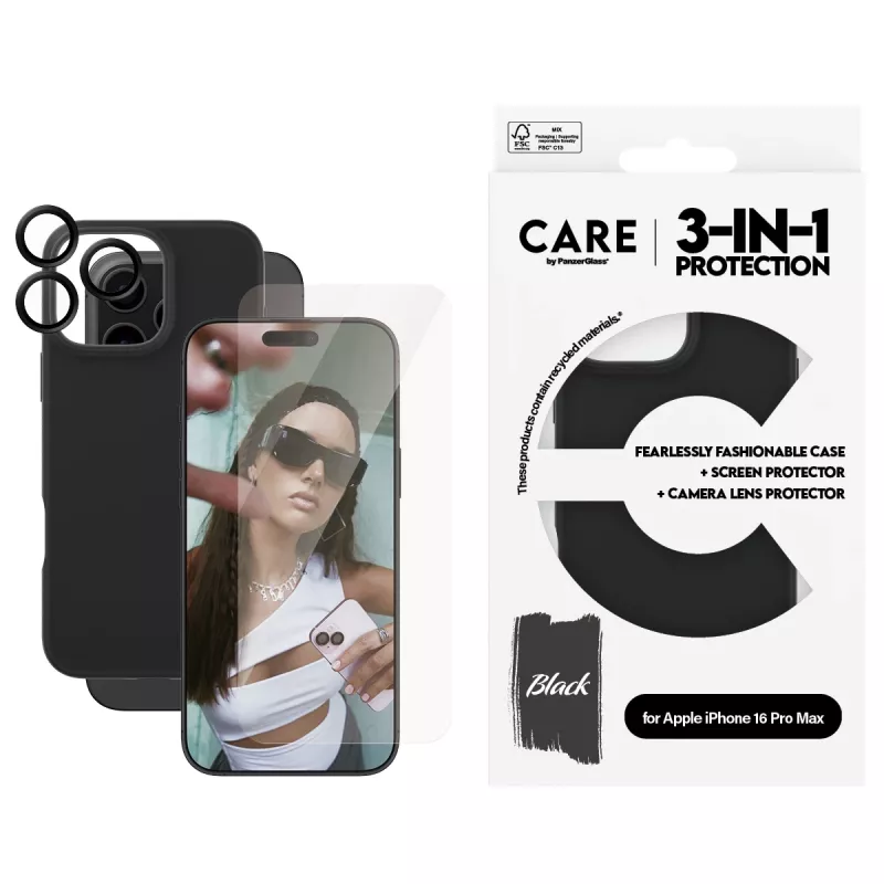 Zestaw 3-w-1 PanzerGlass CARE by Fashion iPhone 16 Pro Max