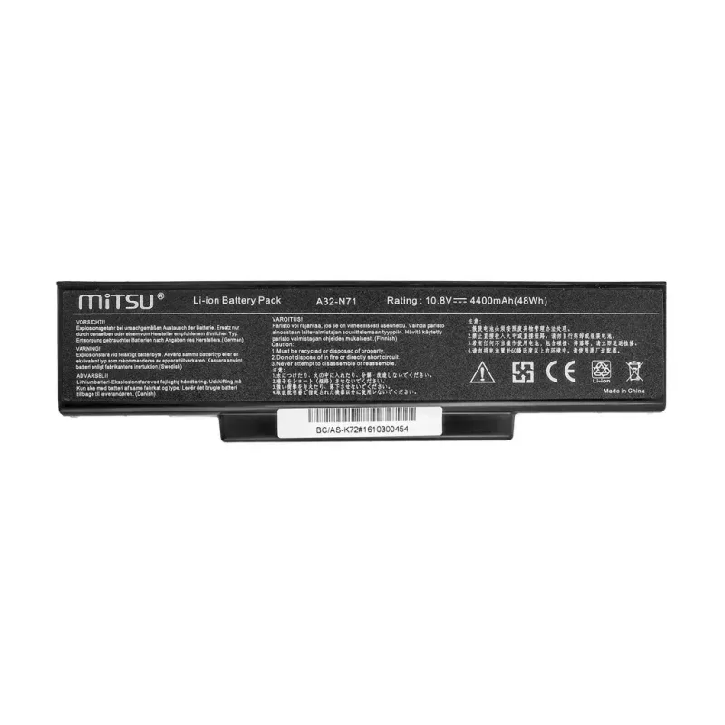 Bateria MITSU do ASUS K72 K73 N73 X77, 4400 mAh, 10,8–11,1 V