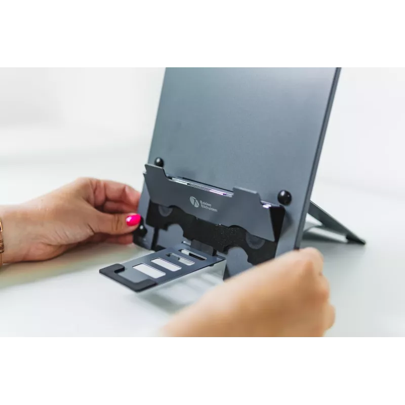 BakkerElkhuizen Ergo-Q Hybrid Pro, Podstawka pod laptopa, Czarny, Ciemnoszary, Aluminium, Guma, Stal, 25,4 cm (10 cali), 40,6 cm (16 cali), 25,4 cm (10 cali)