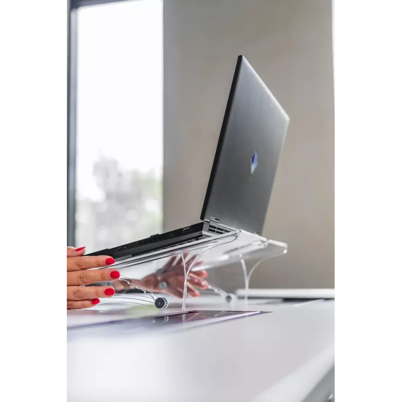 BakkerElkhuizen Q-note 350 Podstawka pod laptopa, przezroczysta, plastik, stal, 25,4 cm (10 cali), 50,8 cm (20 cali), 110 - 230 mm