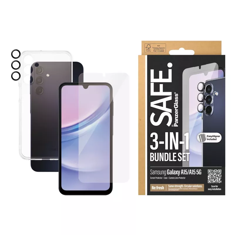 PanzerGlass SAFE. by ® Pakiet ochronny 3-w-1 Samsung Galaxy A15 | A15 5G