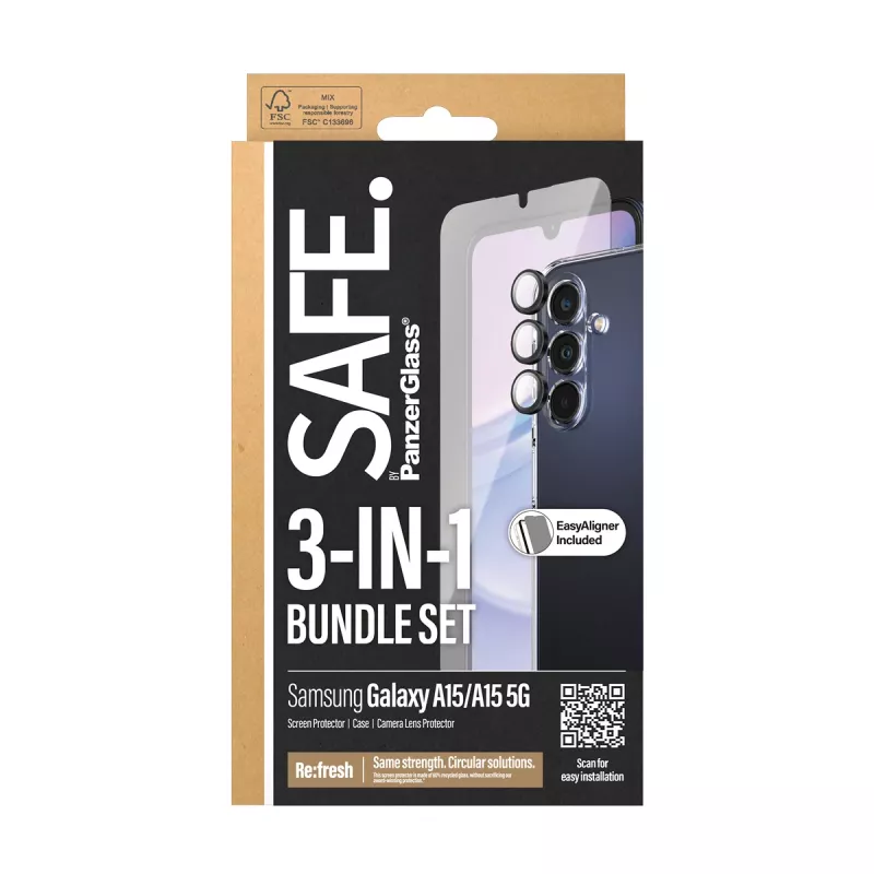 PanzerGlass SAFE. by ® Pakiet ochronny 3-w-1 Samsung Galaxy A15 | A15 5G