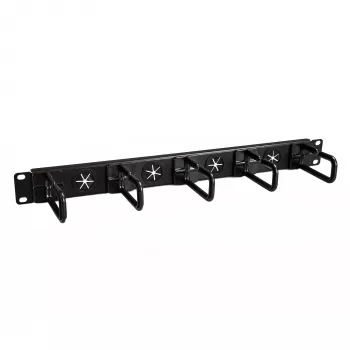 StarTech.com 1U 19-calowy organizer kabli – panel zarządzania kablami z hakami typu D Ring do szaf sieciowych/serwerowych – poziomy panel przepustowy do centrów danych z otworami przelotowymi z osprzętem montażowym – EIA/ECA-310-E