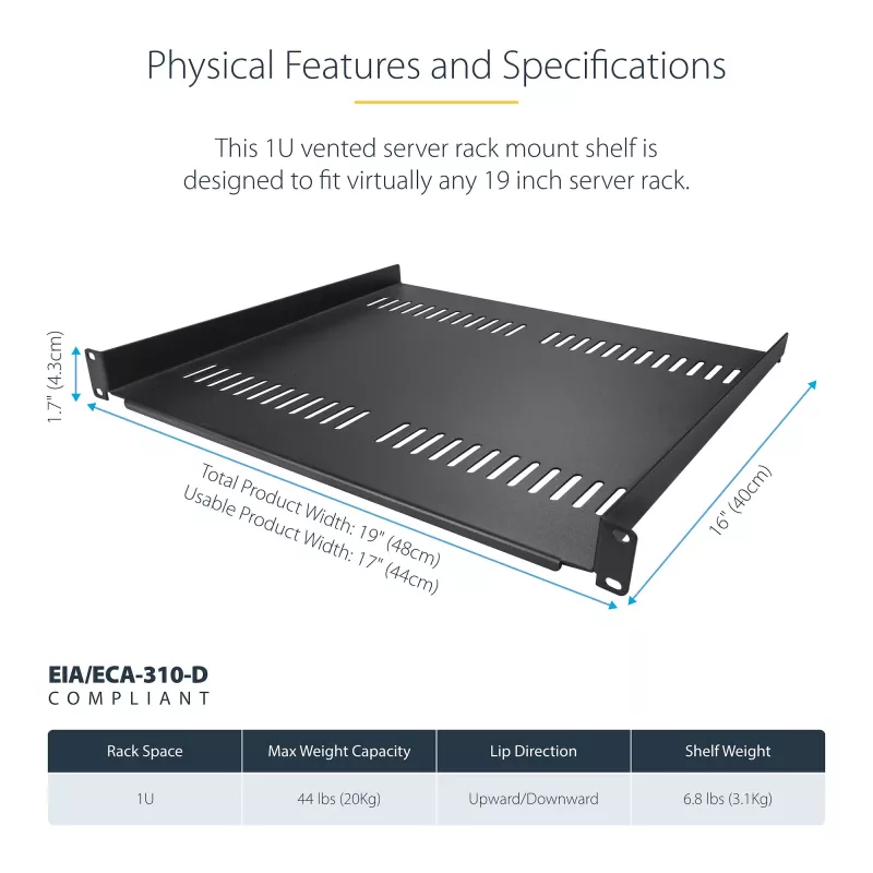 StarTech.com CABSHELF116V2PK akcesorium do szafy rack Półka rack