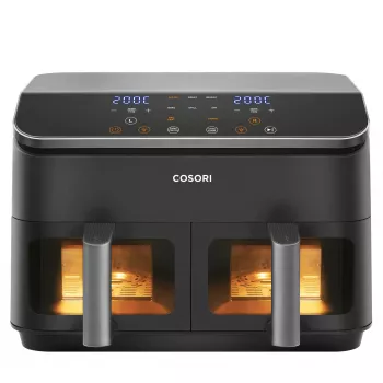 Cosori Dual Basket Chef Edition podwójna 8,5 l wolnostojąca 1750 W frytkownica beztłuszczowa Czarny, Srebrny