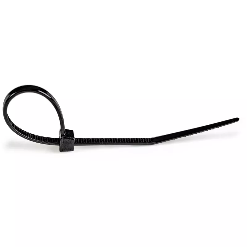 StarTech.com 100-Pack 6 inch(15cm) kabel Ties - 1/8 inch(3.6mm) wide, 1-3/8 inch(39mm) Bundle Diameter, 40lb(18kg) Tensile Strength, Nylon Self Locking Zip Ties with Curved Tip, UL Listed, Czarny - TAA