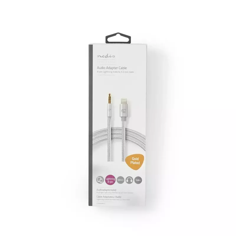 Kabel Nedis CCTB39940AL10 Lightning 1 m aluminiowy ze złączem 3,5 mm