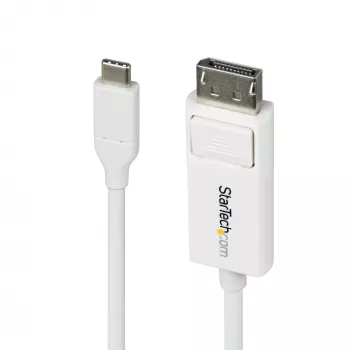 StarTech.com 6ft (2m) USB-C to DisplayPort 1.2 kabel, Bidirectional, 4K 60Hz, biały Video Adapter Cord for Apple MacBook Pro / Air M1 M2 M3 M4, Mac Mini / Studio, Thunderbolt Kompatybilny