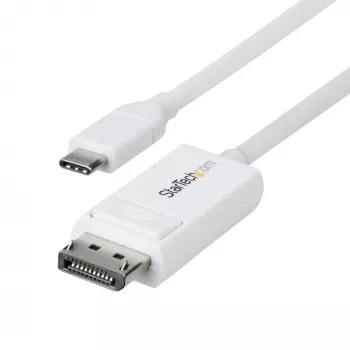 StarTech.com 6ft (2m) USB-C to DisplayPort 1.2 kabel, Bidirectional, 4K 60Hz, biały Video Adapter Cord for Apple MacBook Pro / Air M1 M2 M3 M4, Mac Mini / Studio, Thunderbolt Kompatybilny